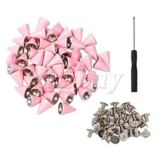 50pcs DIY 7mm Pink Cone Screw Metal Studs Leathercraft Rivet Nailhead Spikes
