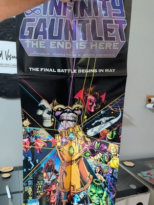 RARE Folded Promo Poster The Infinity Gauntlet Marvel 36 X 18 George Perez Art