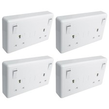 4 x Eterna CONVERT2 Converter Sockets 1 to 2 Gang Single to Double
