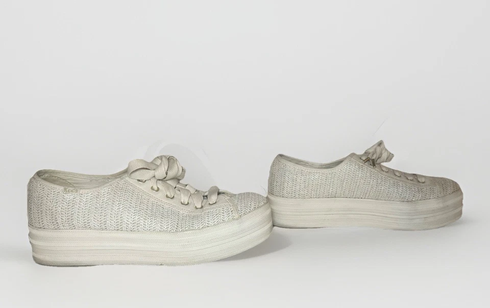 Tênis KATE SPADE x KEDS Feminino Triplo Tecido Plataforma Marfim Cadarço 9.5 - Imagem 4 de 4