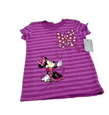 Disney Store Minnie Mouse Girls T-Shirt Glitter Bow Purple Size M 7/8 New