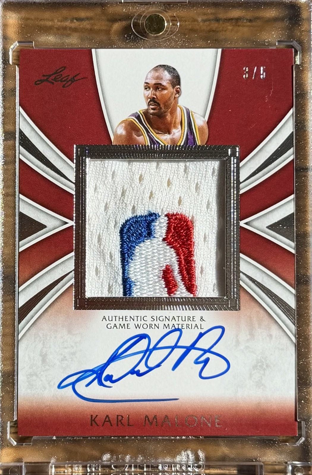 KARL MALONE 2012 Leaf Ultimate Jumbo NBA LOGOMAN PATCH AUTO #’d /5 view 1