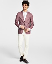 Calvin Klein Mens Slim fit Sport Coat Blazer 38 R Raspberry Purple Red Solid