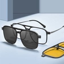 3 in 1 Pilot Double Beam Magnetic Clip-on Polarized UV400 Protection Sunglasses