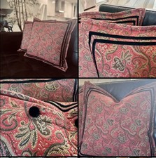 Ralph Lauren 2 Bleeker Street Jacquard Paisley Throw Pillows Velvet Trim 18x18