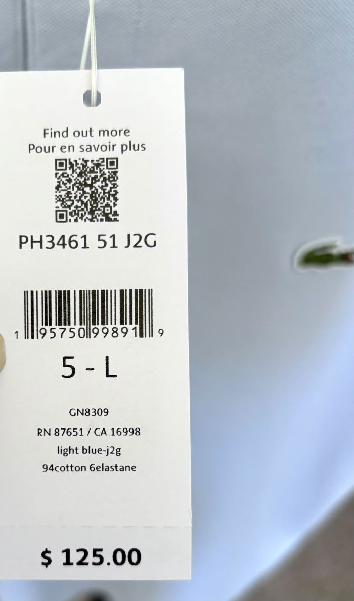 Men's Large Lacoste Classic Fit Striped Trim Phoenix Light Blue Polo NWT thumbnail 4