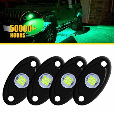 4X Green LED Under Car Underglow Underbody System Neon Light Kit Lamp EK