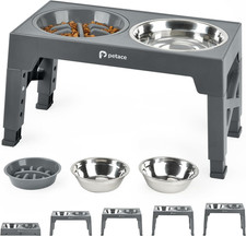 Ciotole per Cani Rialzate Con 5 Altezze Regolabile, 2 X 1200Ml Ciotola in Acciai