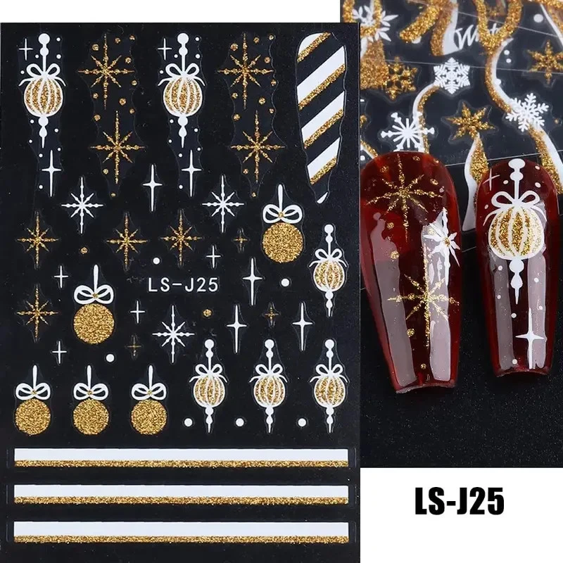 4 Stk 3D Nagel Sticker Nail Art Weihnachten Xmas Selbstklebend Aufkleber Glitzer - Bild 3 von 4