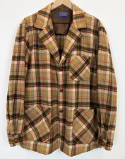 Vintage Pendleton Wool Jacket Plaid Made USA Pure Virgin Wool Size L