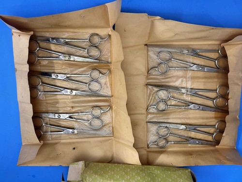 12 Pairs Of Vintage Germany Falcon Barber Shears  In Original Packaging
