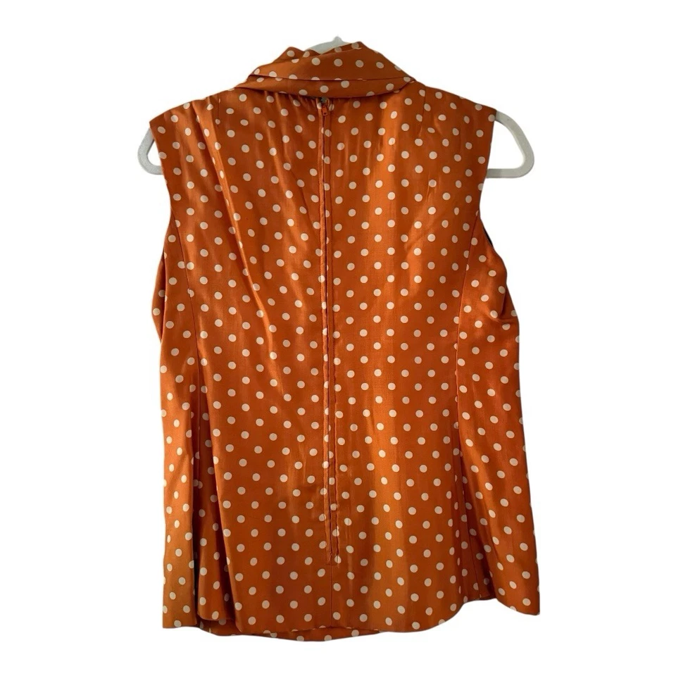 Top Suzy Perette Vintage Años 50 Años 60 Naranja Quemado Blanco Polkadot - Pequeño Foto 3 de 4