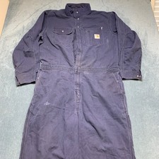 Carhartt Coverall Mens 48 Navy Blue Midweight Flame Resistant Workwear Utility