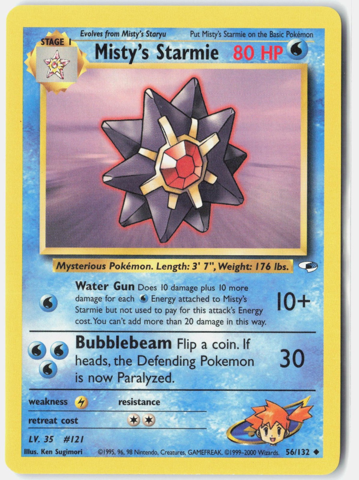 Misty's Starmie 56/132 Uncommon Gym Heroes Pokemon Unlimited LP/MP