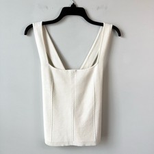 Abercrombie Fitch Elevated Rib Knit Crossback Tank Top Ivory XL