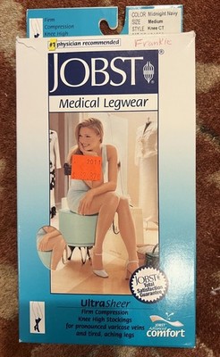 NEW Jobst Ulta Sheer Firm Compression Knee High Midnight Navy MEDIUM 20-30 mmHg
