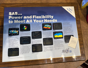 SAS Institute Early Advertising Mounted Placard 1983 25.5" x 19"