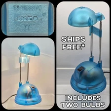 VTG IKEA 90s Espressivo Translucent Blue Telescoping Desk Lamp WORKS + NEW BULBS