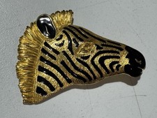 DOTTY SMITH GOLD ZEBRA HEAD BELT BUCKLE RARE VINTAGE