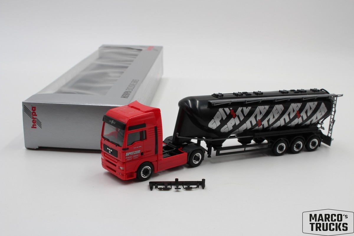 Herpa MAN TGA XXL Milk Silo Semi-Trailer Truck 