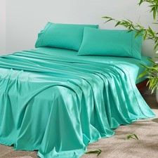 4 Pcs Queen Size Sheet Cooling Bed Sheets Set, Blend Rayon Derived Breathable