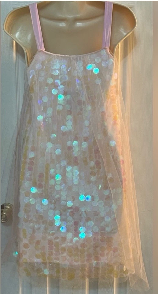Halabaloo Pink Tulle Sparkling Iridescent Sequins Girls Mini Dress Sz 14 NWT - Image 4 of 4