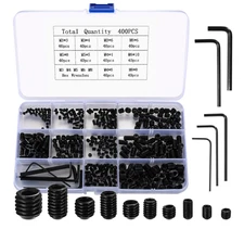 Set Screws Assortment Kit, 400 Pcs M3/M4/M5/M6/M8 Allen Head Hex Socket Grub Scr