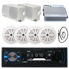 Pyle Bluetooth MP3 Receiver, 2x 3.5''  4x 6.5'' 120W Speakers, Amp, Antenna