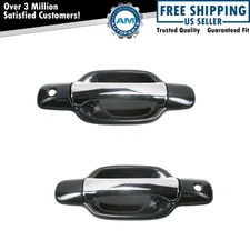 Front Exterior Outside Door Handles Chrome & Black Pair Set for 04-12 Colorado