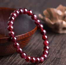 Natural Red Garnet Stretch Bracelet January Birthstone Healing Crystal Gifts