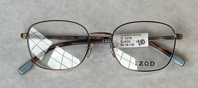 IZOD IZ 2079 Brown Tortoise Shell & Gold Laminate Metal Eyeglasses 52-19-145 New