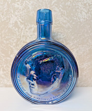 JFK Wheaton Iridescent Glass Blue Carnival Collectors Decanter First Edition 8
