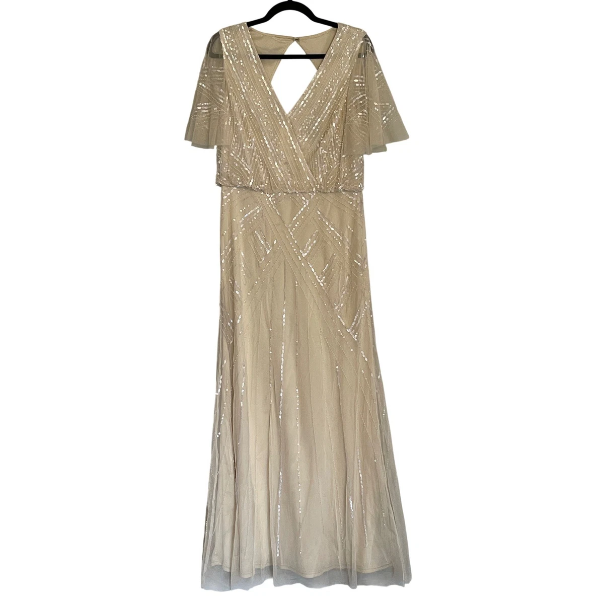 lace and beads heart dress Adrianna Papell Platinum Bridesmaid Dress 40332 main image 1