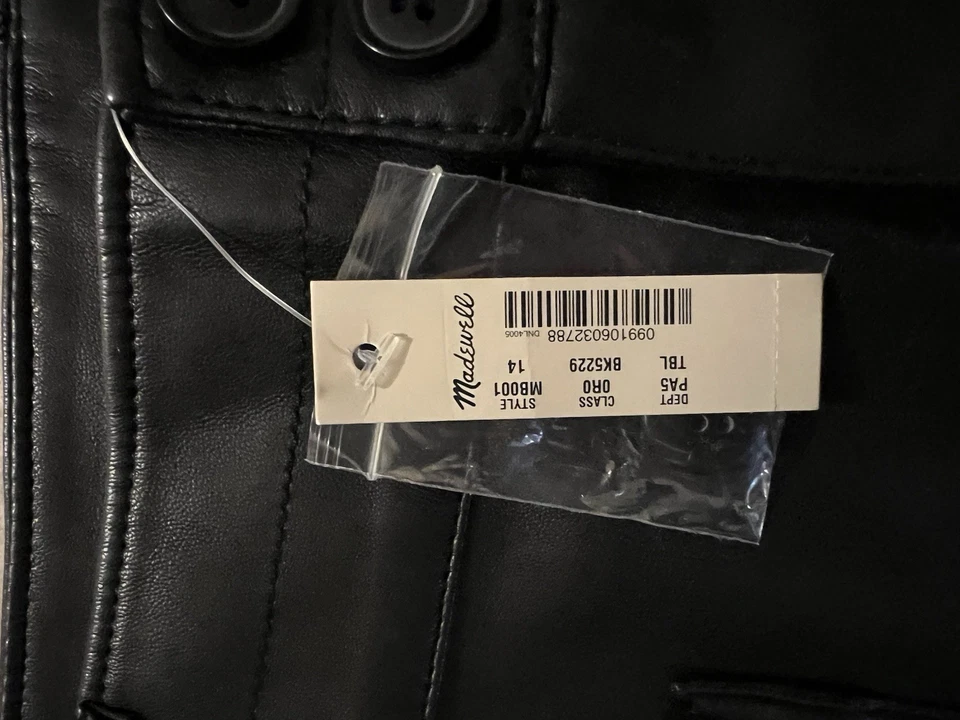 Minifalda negra nueva con etiquetas estilo Y2K Madewell de cuero vegano línea A talla 14 Foto 2 de 4