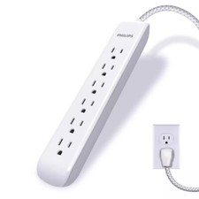 6-Outlet Surge Protector with 6ft Extension Cord, White