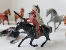 Vintage 1970  s 8 Pcs. Horse set, 2 Native American Riders, USA and unmarked
