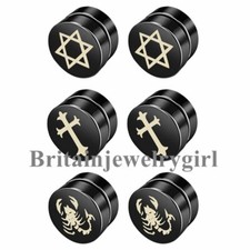 6pcs Men Women Stainless Steel Magnetic Stud Earrings Non-piercing Clip On