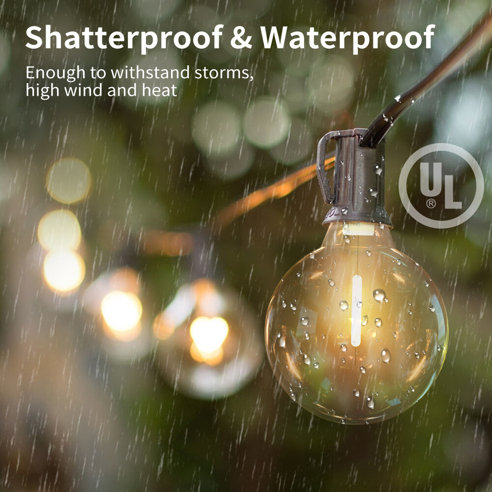 60FT LED Outdoor String Lights with Edison Shatterproof Bulb Globe Patio Lights eBay