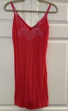 GORGEOUS NATORI Women's Tangerine Knit Sleep Chemise w/ Lace Size Women's Small