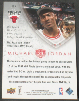 Michael Jordan 2009-10 Upper Deck Legacy Collection Gold #89 1997