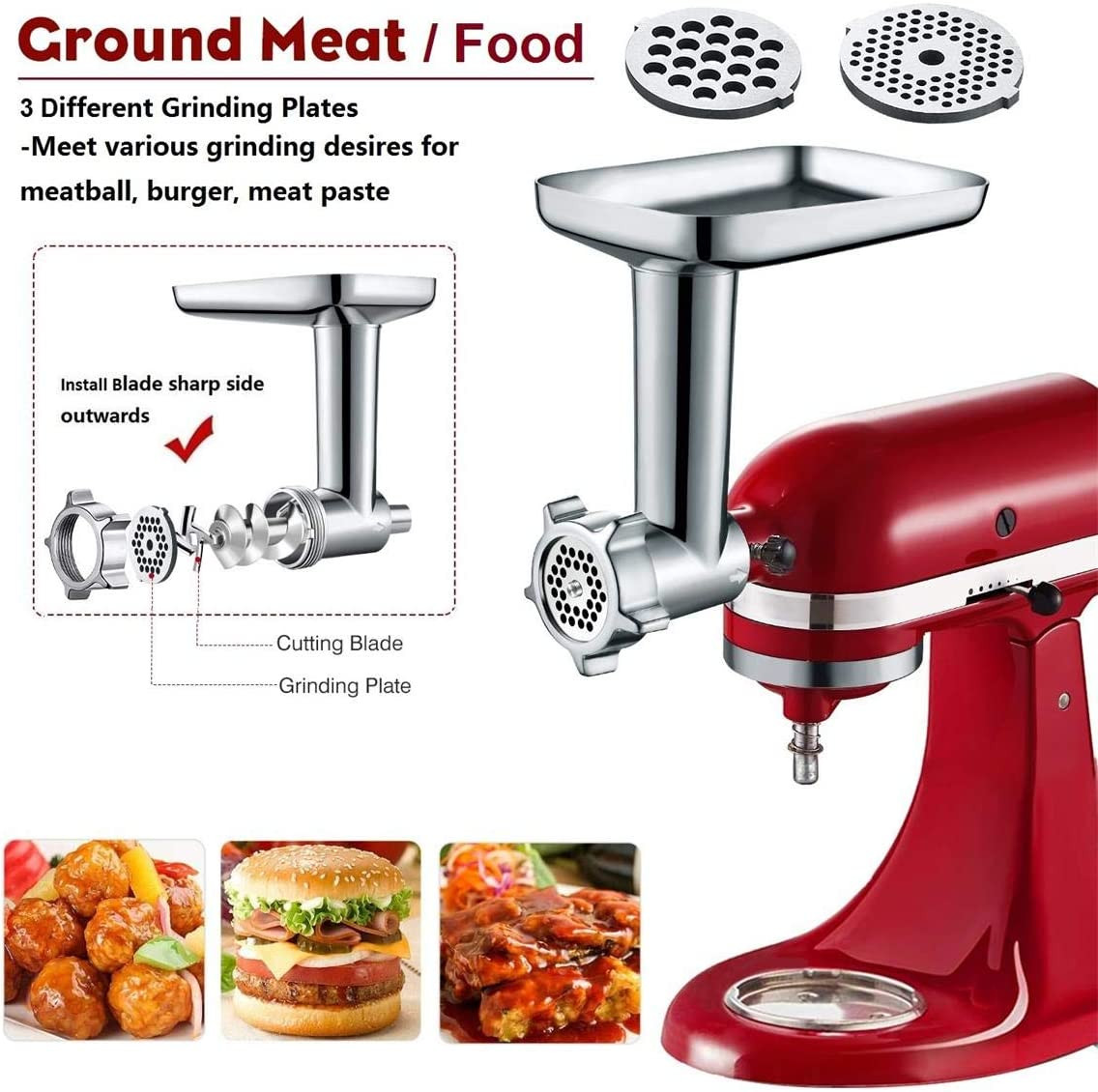 Accessorio Tritacarne per Kitchenaid Robot Da Cucina Con 3 Corni per Salsicce foto 2