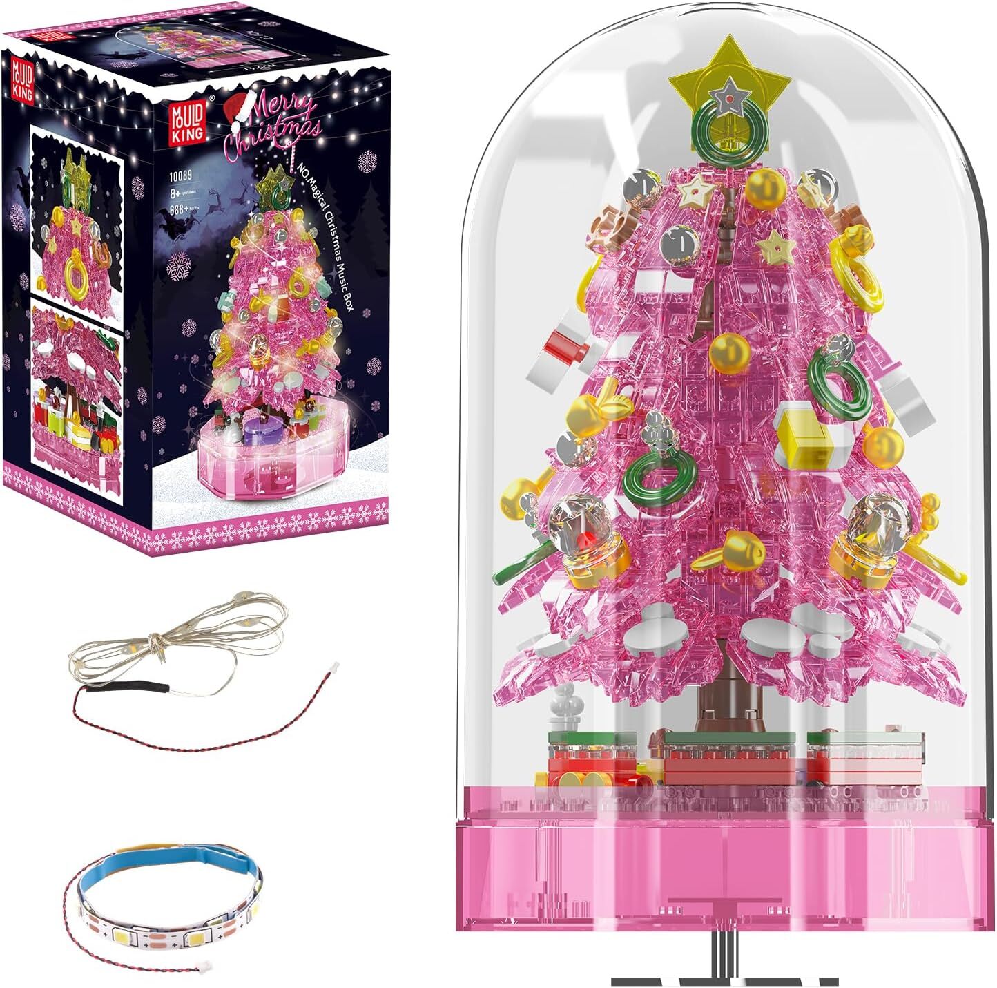 Mould King Christmas Music Box 1 Brick Model 688pc Lighting Audio 10089