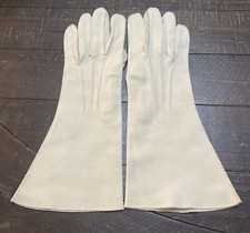 Vtg Beige Size 6 Gloves 100 Double Woven Cotton