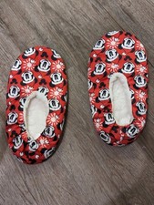 Disney Mickey Mouse Faux Fur Warm Slippers With Non-skid Gripper Bottoms