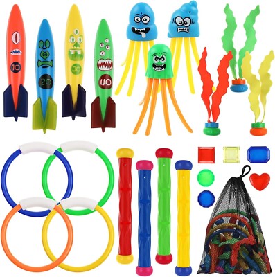 Diving Pool Toys Set, 24 PCs Underwater Toys Swimming Treasure Game Toys for Kid