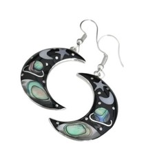 Zinc Alloy Celestial Crescent Moon Dangle Earrings - New