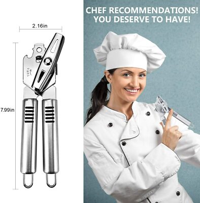 Can Opener Bottle Stainless Steel Heavy Duty Blades Strong Professional Chef New