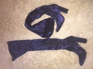 royal blue velvet thigh high boots