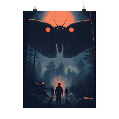 Cryptid Poster Wall Art - Mothman Poster Matte - Cryptozoology Decor
