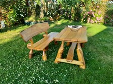 Gartengarnitur aus Robinienholz (Akazie) Massiv Urig Holzbank Vollholz Sitzbank 